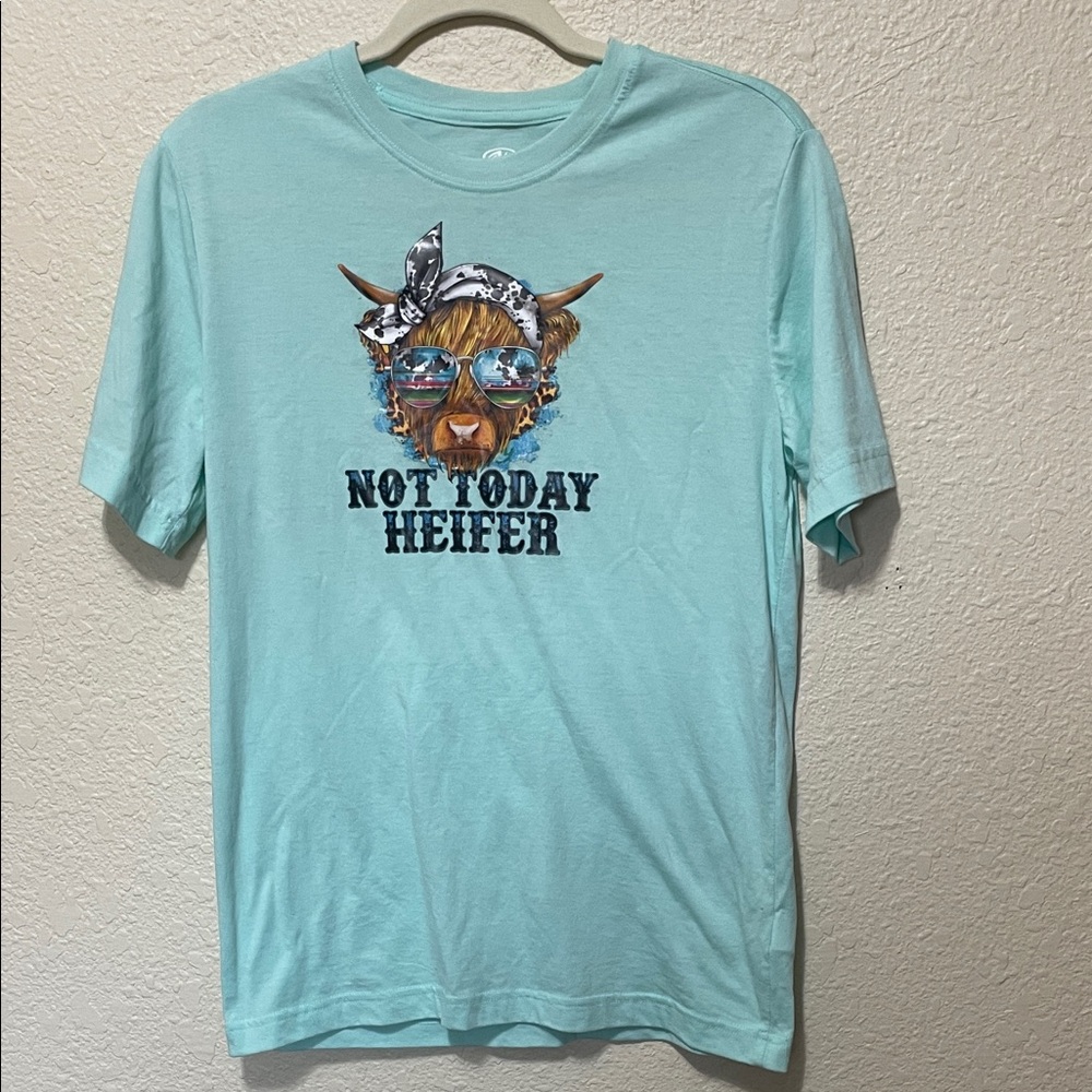 "Not Today Heifer" Women's Teal Graphic Tee. Very Good Condition. Size Small.